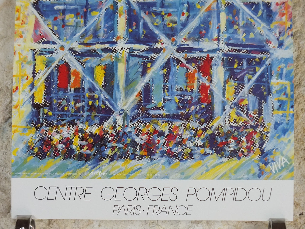 1989 Centre Georges Pompidou Poster, Paris France, 80s fluoro pop art, gallery wall art decor