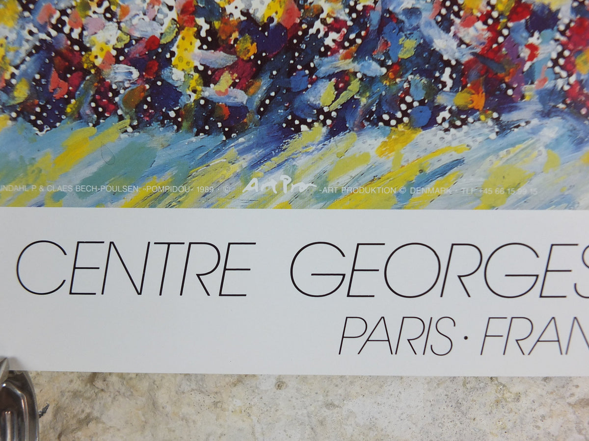 1989 Centre Georges Pompidou Poster, Paris France, 80s fluoro pop art, gallery wall art decor