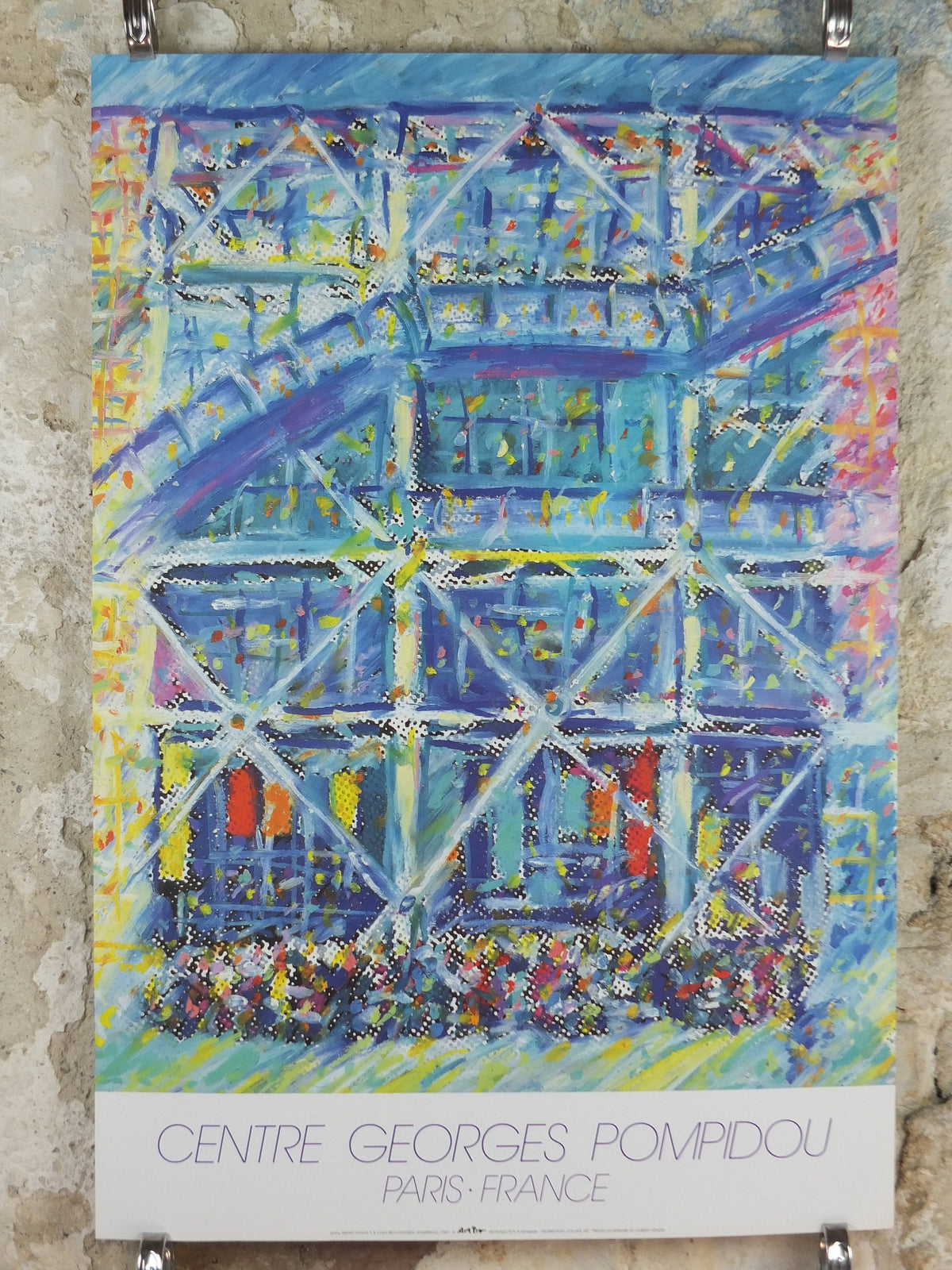 1989 Centre Georges Pompidou Poster, Paris France, 80s fluoro pop art, gallery wall art decor