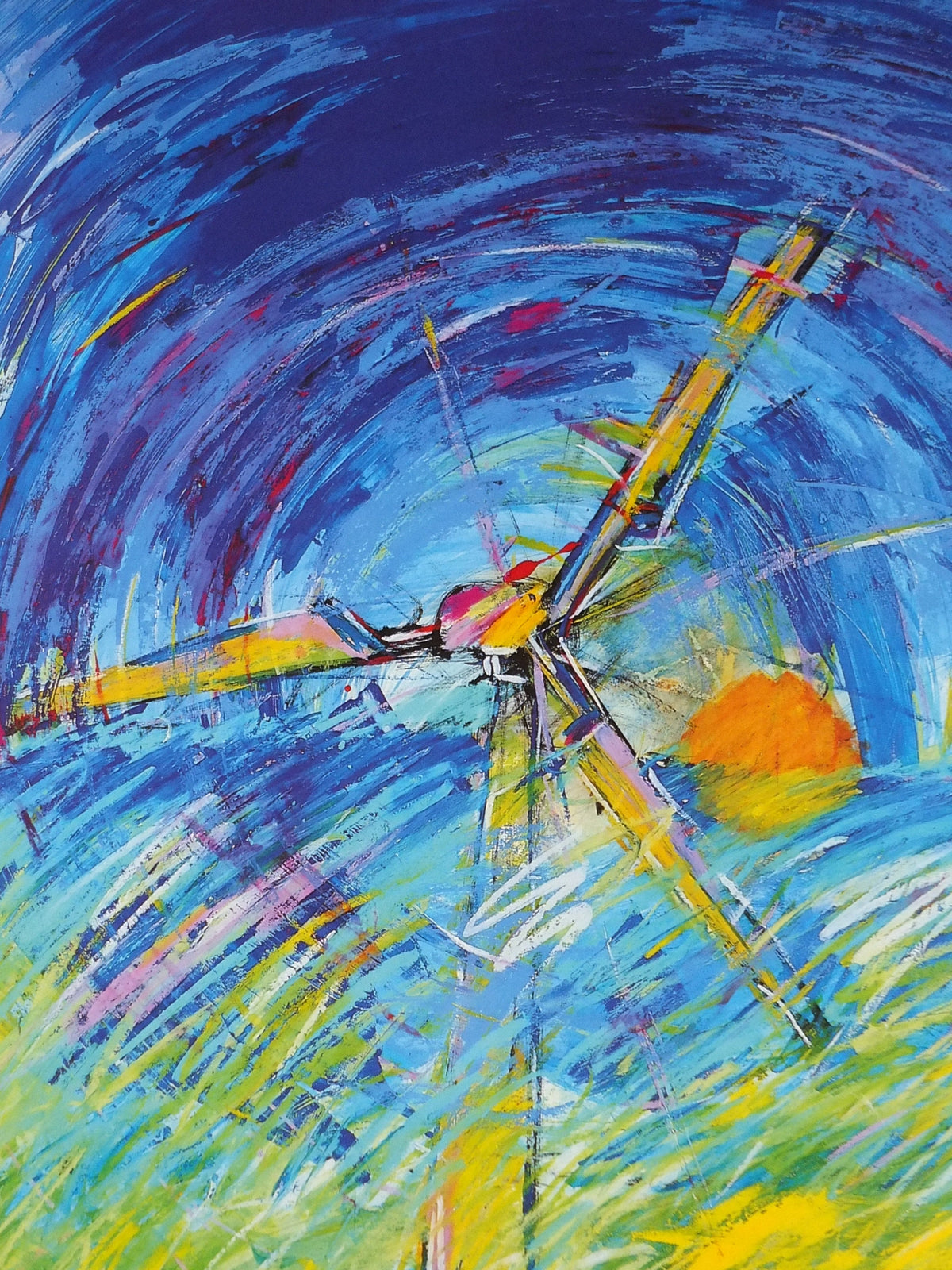 1990 Wind Turbine Poster, Eco Pop art, Windmills and wind power, Scandanavian fluoro pop art, gallery wall art decor