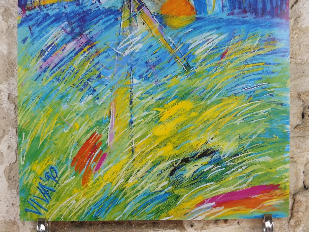 1990 Wind Turbine Poster, Eco Pop art, Windmills and wind power, Scandanavian fluoro pop art, gallery wall art decor