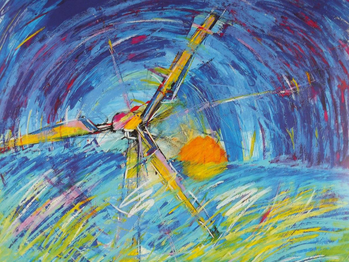 1990 Wind Turbine Poster, Eco Pop art, Windmills and wind power, Scandanavian fluoro pop art, gallery wall art decor