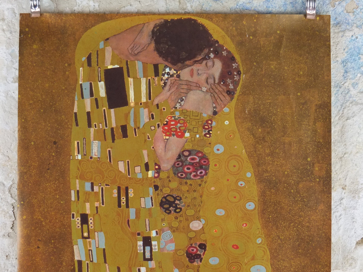 1992 Gustav Klimt Poster, The Kiss, from Athena International, Art Nouveau Symbolism Vienna Secession gallery exhibition, wall art decor
