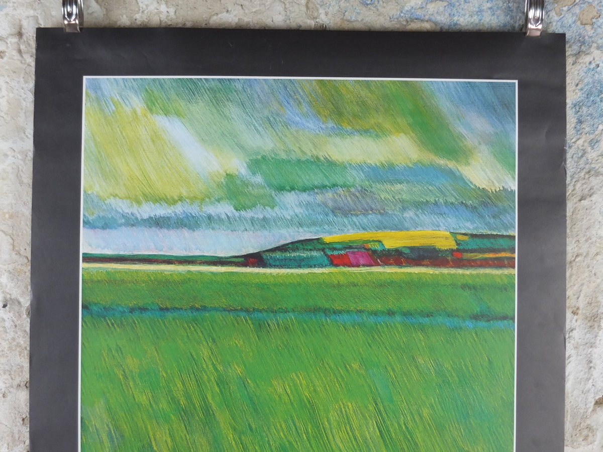 1977 DSB Danske Statsbaner Poster, by Buster Bruun, Danish State Railways, colourful landscape, Scandanavian design, wall art decor
