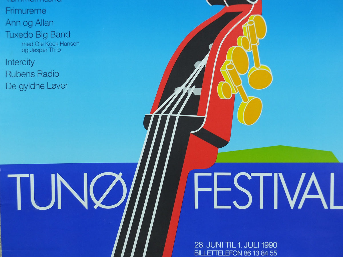 1990 Tunø Music Festival Poster, Seagull on a Bass, a Danish island in the Kattegat, music, wall art decor