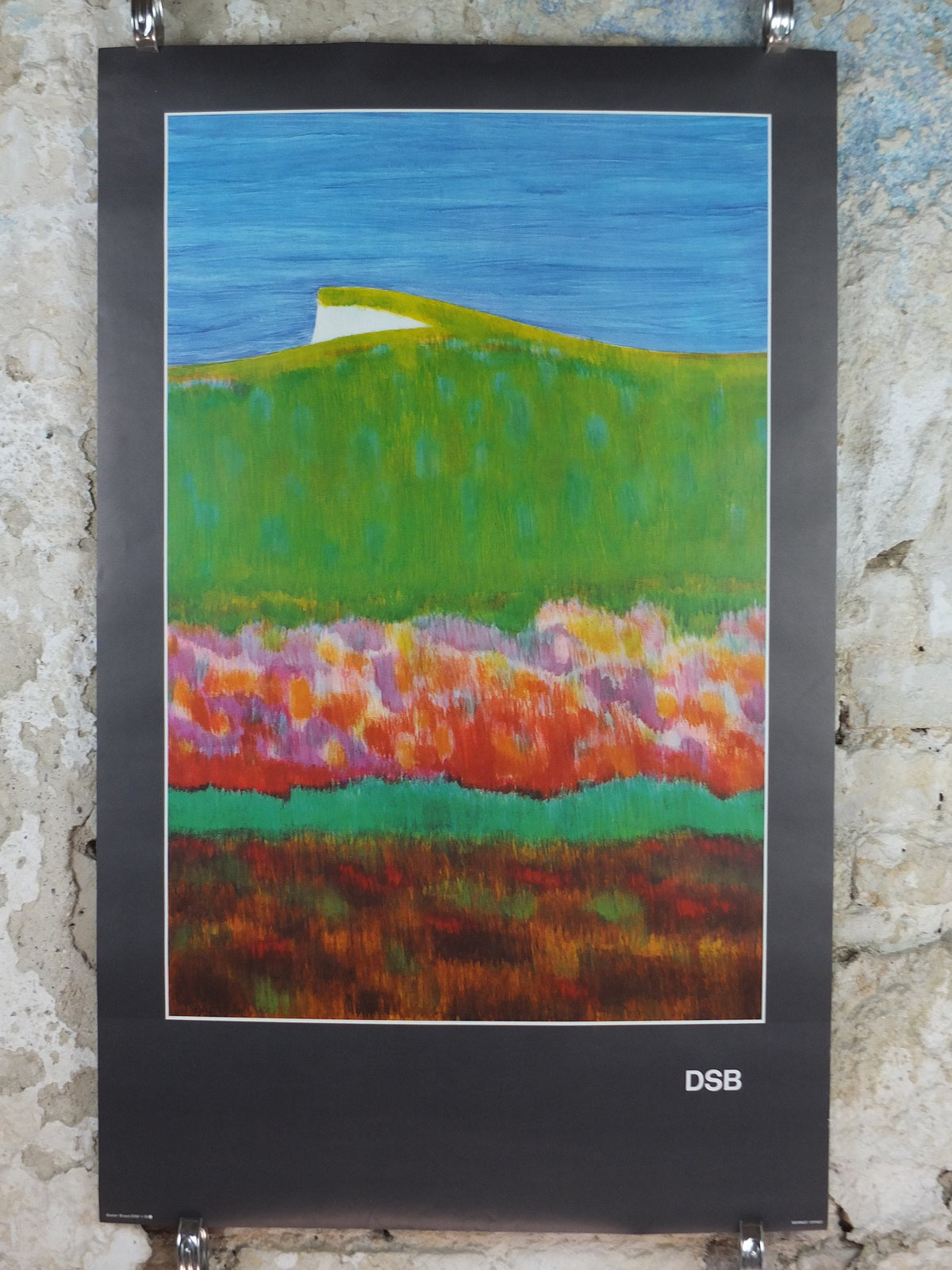 1977 DSB Danske Statsbaner Poster, by Buster Bruun, Denmark, colourful landscape, Scandanavian design, advertising wall art decor
