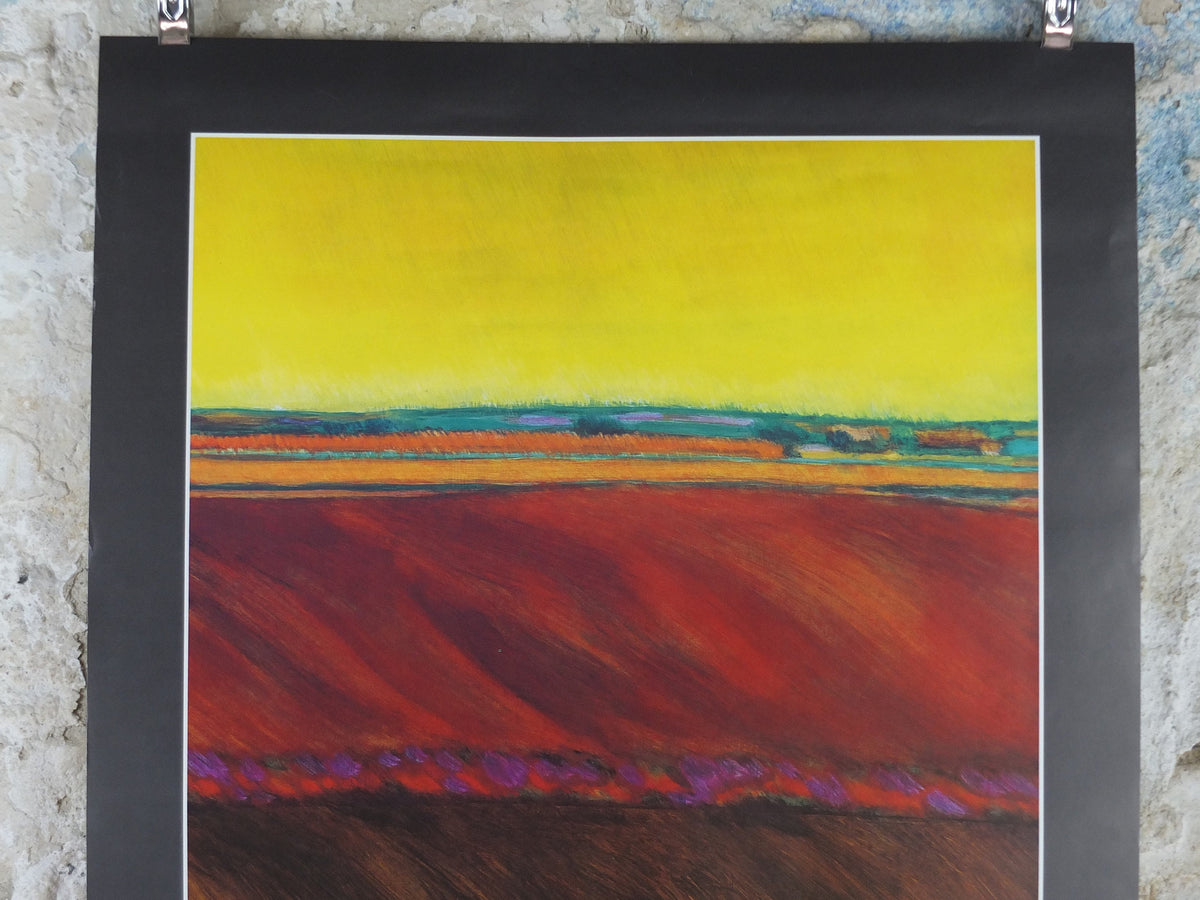 1977 DSB Danske Statsbaner Poster, by Buster Bruun, Danish State Railways, colourful landscape, Scandanavian design, wall art decor