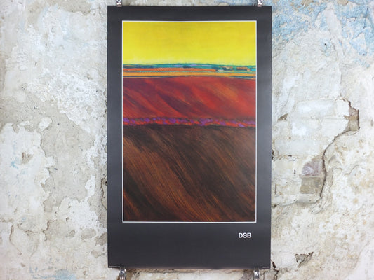 1977 DSB Danske Statsbaner Poster, by Buster Bruun, Danish State Railways, colourful landscape, Scandanavian design, wall art decor