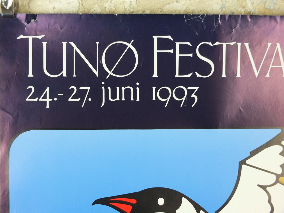 1993 Tunø Music Festival Poster, Seagull on a Bass in stained glass, a Danish island in the Kattegat, music, wall art decor
