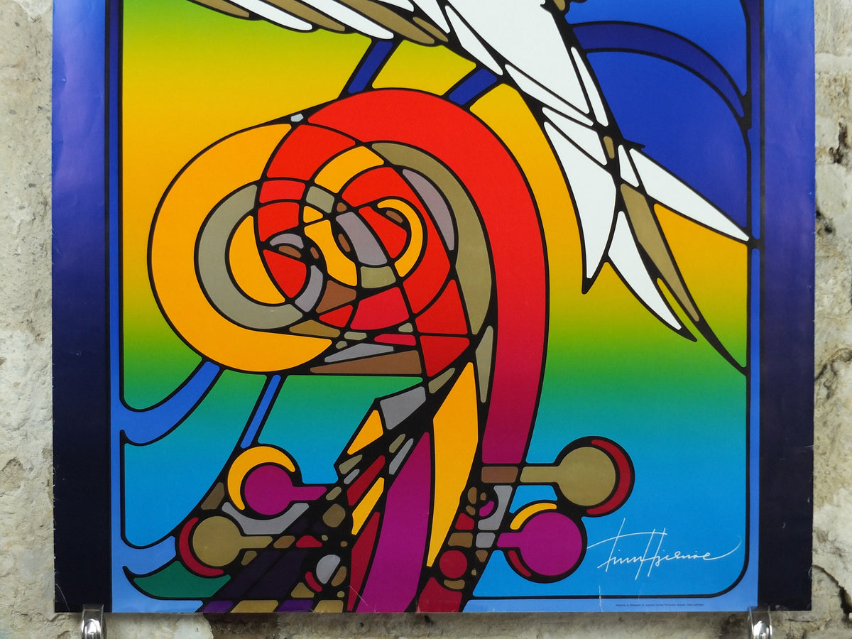 1993 Tunø Music Festival Poster, Seagull on a Bass in stained glass, a Danish island in the Kattegat, music, wall art decor