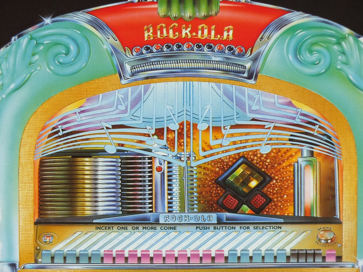 1980s Wurlizter Rocola 1428 Jukebox Poster, colourful retro advertising for grandest music player, gifts for music lovers, wall art decor