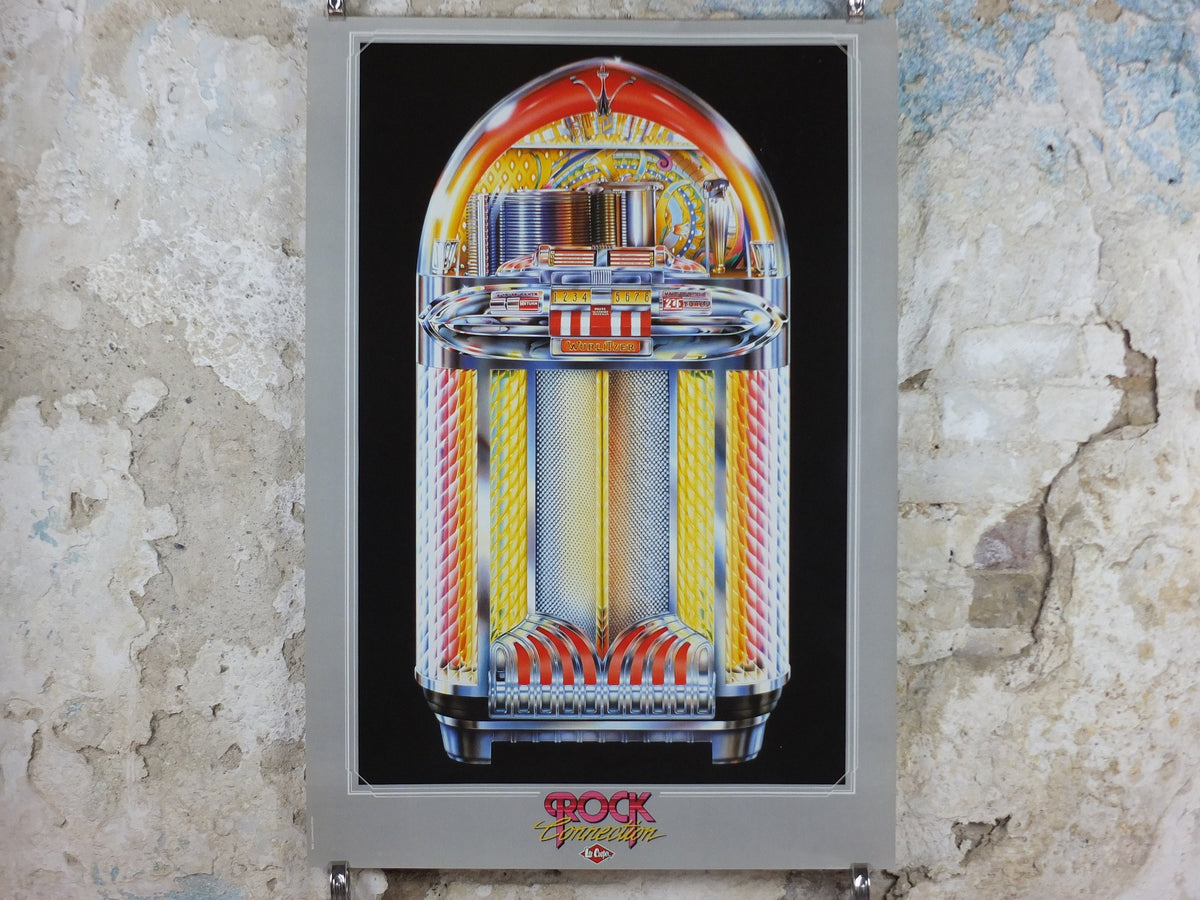 1980s Wurlizter 1100 Jukebox Poster, colourful retro advertising for the grandest music players ever, gifts for music lovers, wall art decor