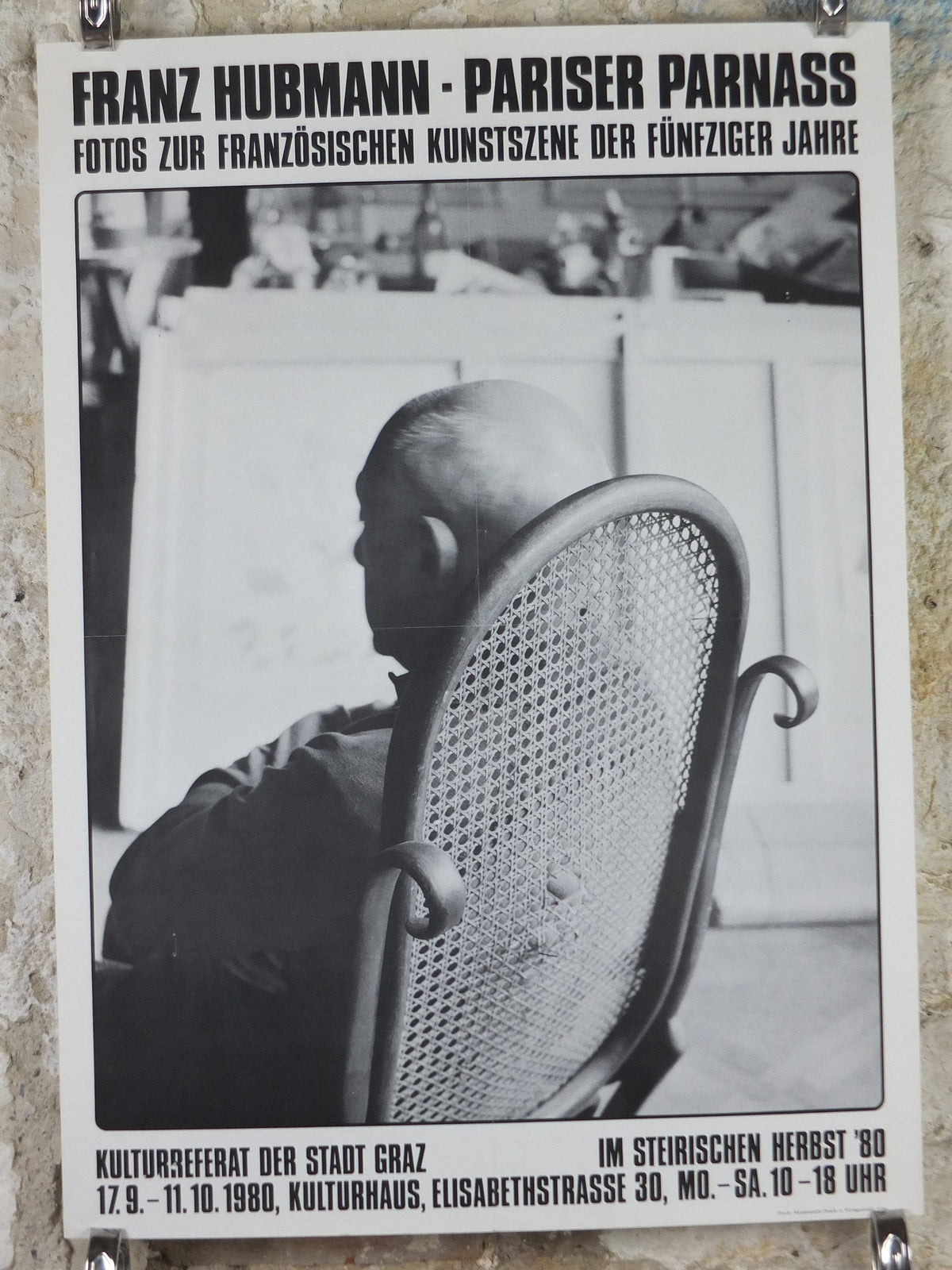 1980 Franz Hubmann Poster, Picasso in a cane rocking chair in California Villa 1957, Photography, gallery exhibition, wall art decor