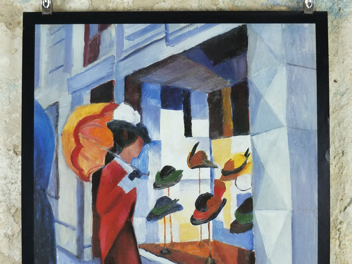 1994 August Macke Poster, In Front of the Hat Shop, Hatteforretning 1914, Der Blaue Reiter, Expressionism gallery exhibition, wall art decor