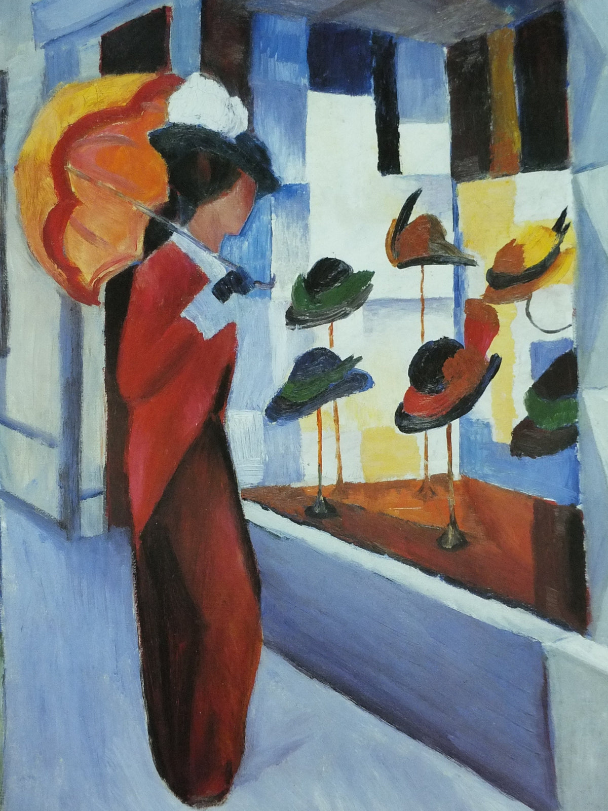1994 August Macke Poster, In Front of the Hat Shop, Hatteforretning 1914, Der Blaue Reiter, Expressionism gallery exhibition, wall art decor