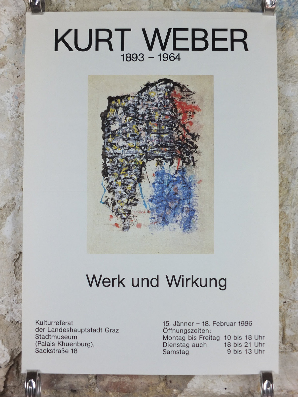 1986 Kurt Weber Poster, Graz Succession painter, Austrian expressionist, artist gallery exhibition, wall art decor