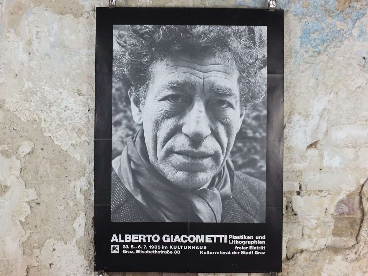1985 Alberto Giacometti Poster, Self Portrait, Photography, Surrealism, Cubism and Expressionism, gallery exhibition, wall art decor