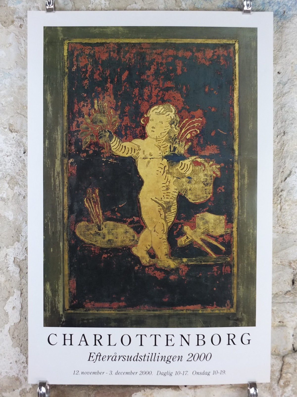 2000 Charlottenborg Poster, Cherub with Flowers, gallery exhibition, wall art decor