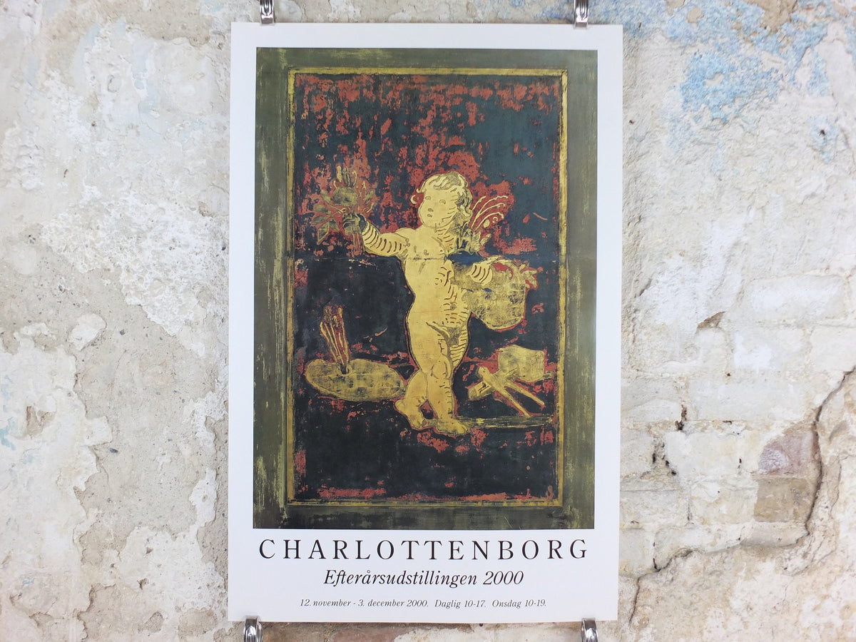 2000 Charlottenborg Poster, Cherub with Flowers, gallery exhibition, wall art decor