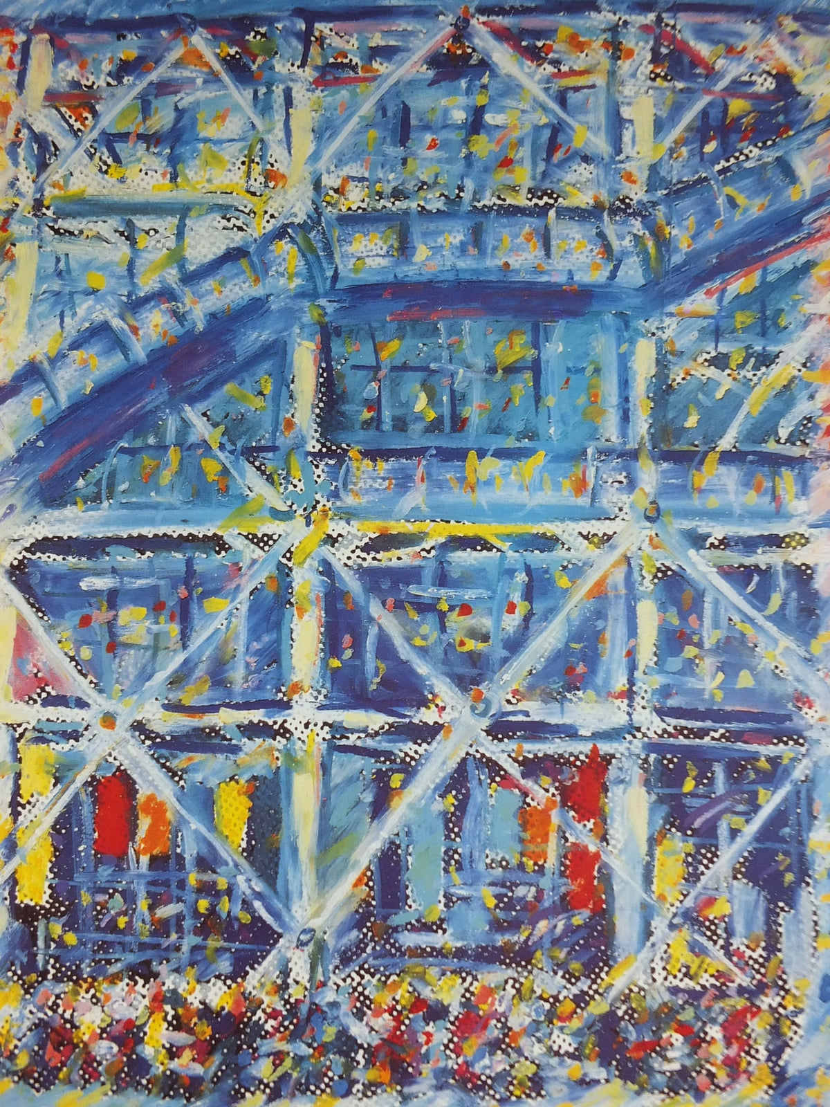 1989 Centre Georges Pompidou Poster, Paris France, 80s fluoro pop art, gallery wall art decor
