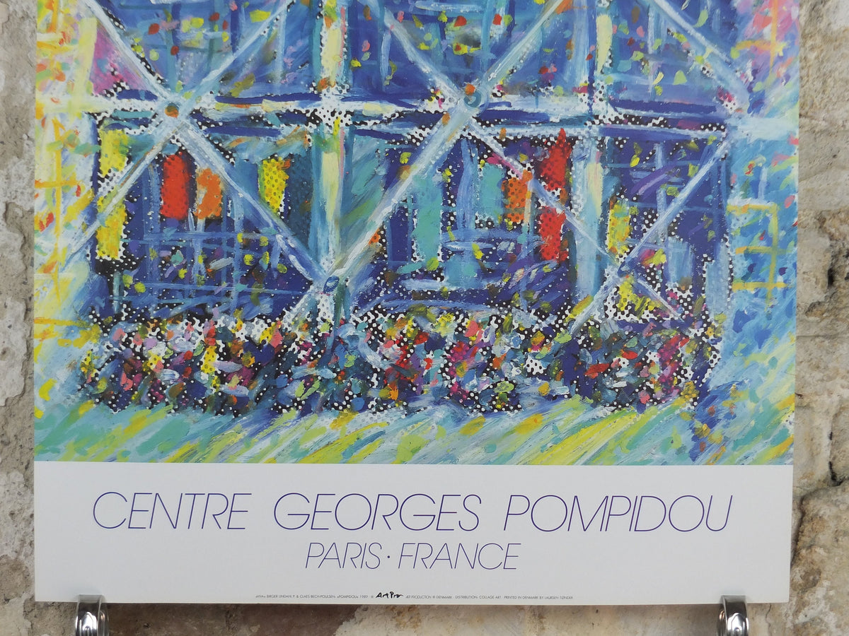 1989 Centre Georges Pompidou Poster, Paris France, 80s fluoro pop art, gallery wall art decor