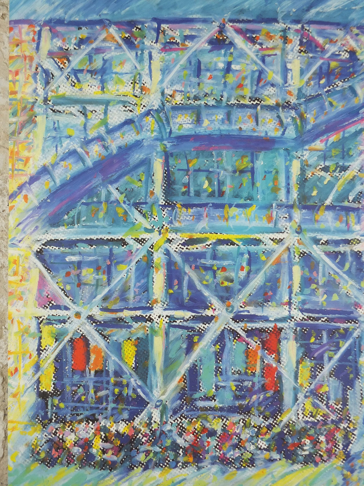 1989 Centre Georges Pompidou Poster, Paris France, 80s fluoro pop art, gallery wall art decor