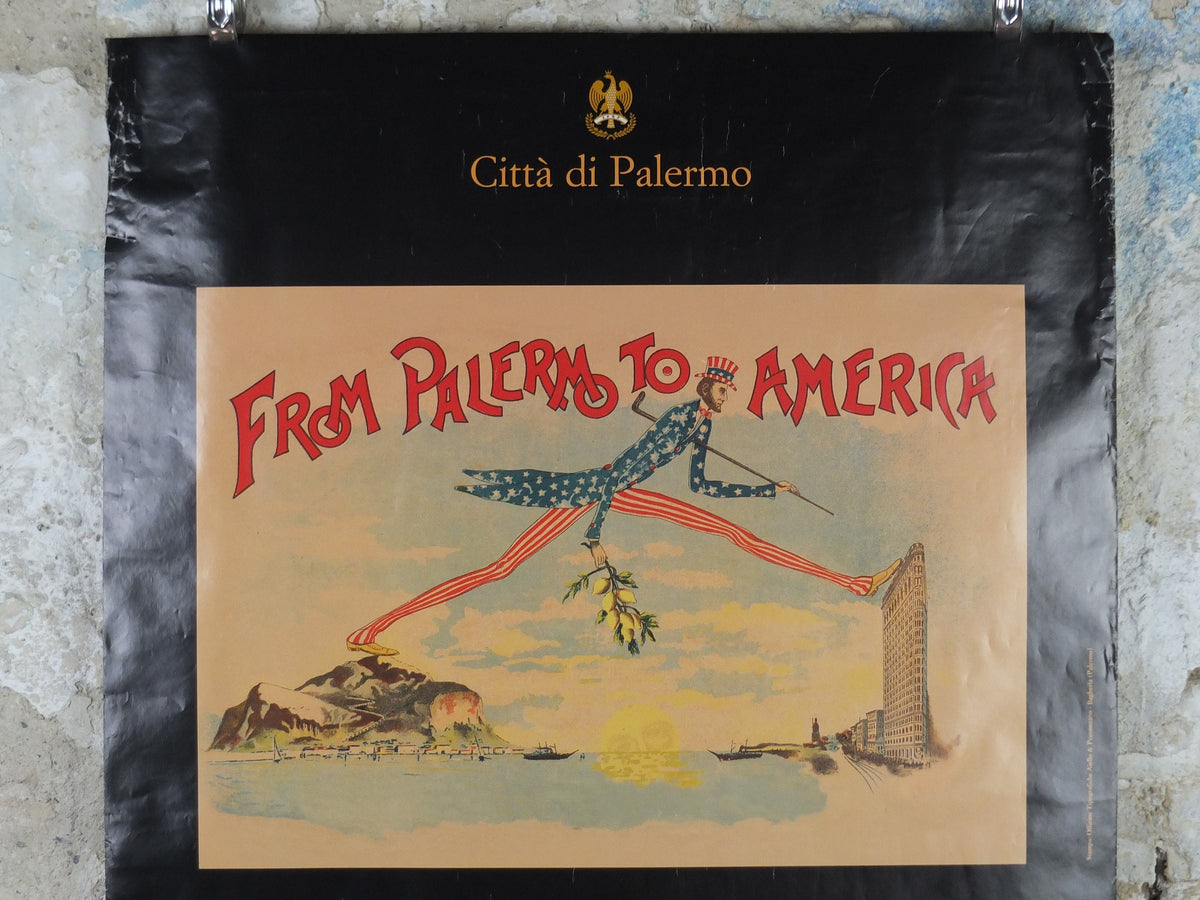 2007 From Palermo to America Poster, Sicilian Italian immigration to the United States, wall art decor