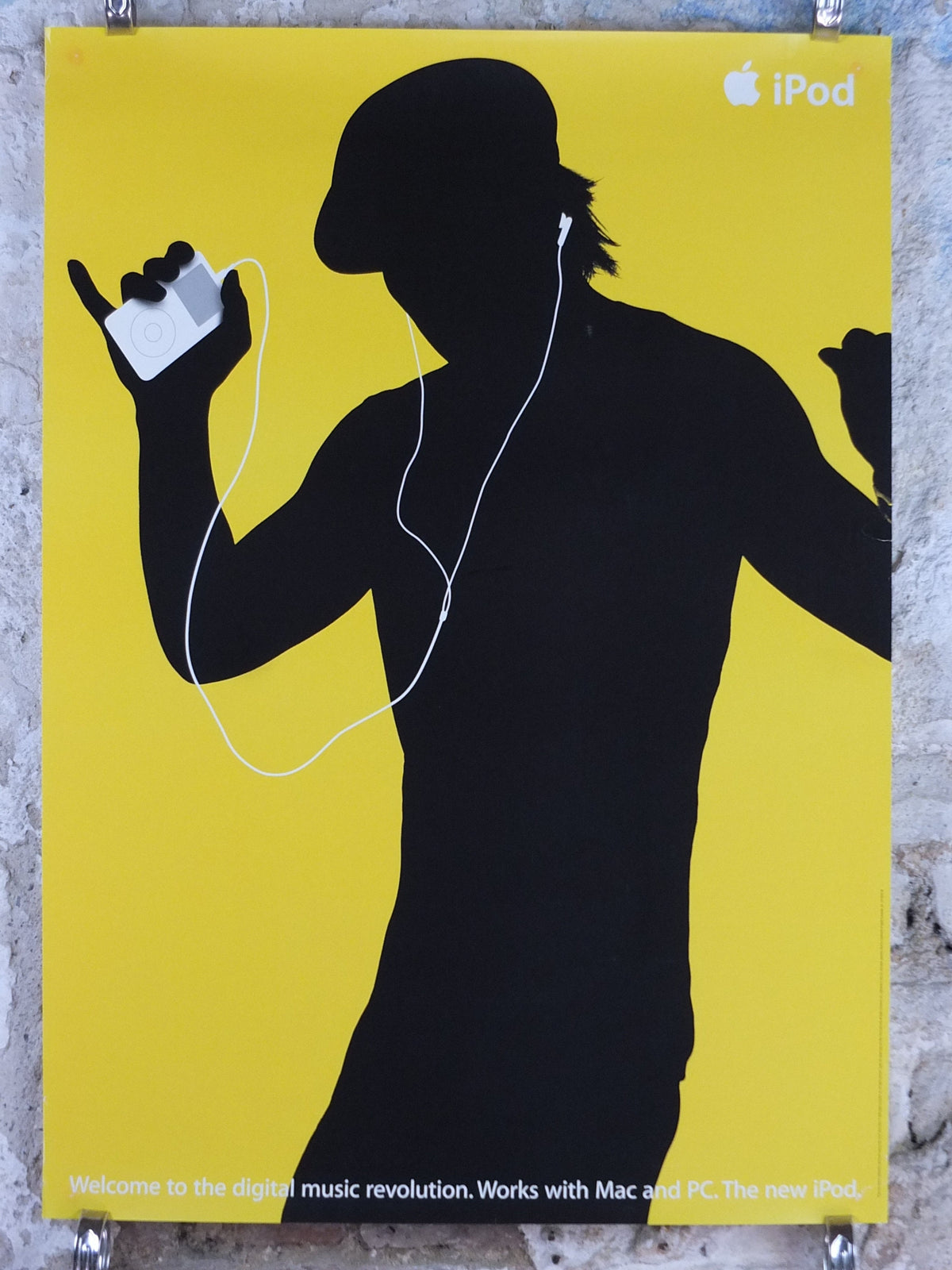 2003 Apple iPod Poster, original Dancing man in hat by Susan Alinsangan and Casey Leveque, music computer technology, retro wall art decor