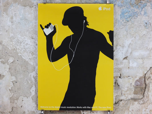 2003 Apple iPod Poster, original Dancing man in hat by Susan Alinsangan and Casey Leveque, music computer technology, retro wall art decor