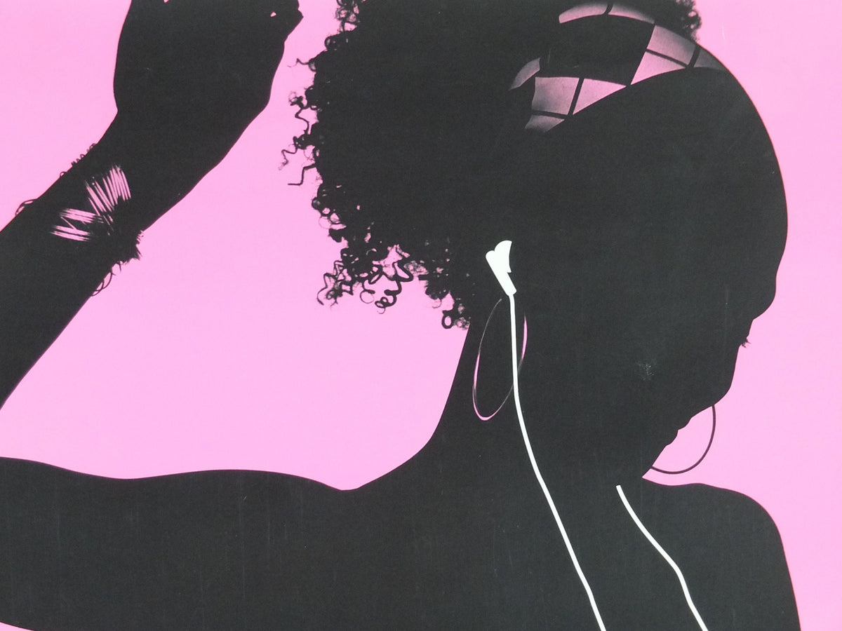 2003 Apple iPod Poster, original Dancing girl with headband by Susan Alinsangan and Casey Leveque, music player, retro wall art decor