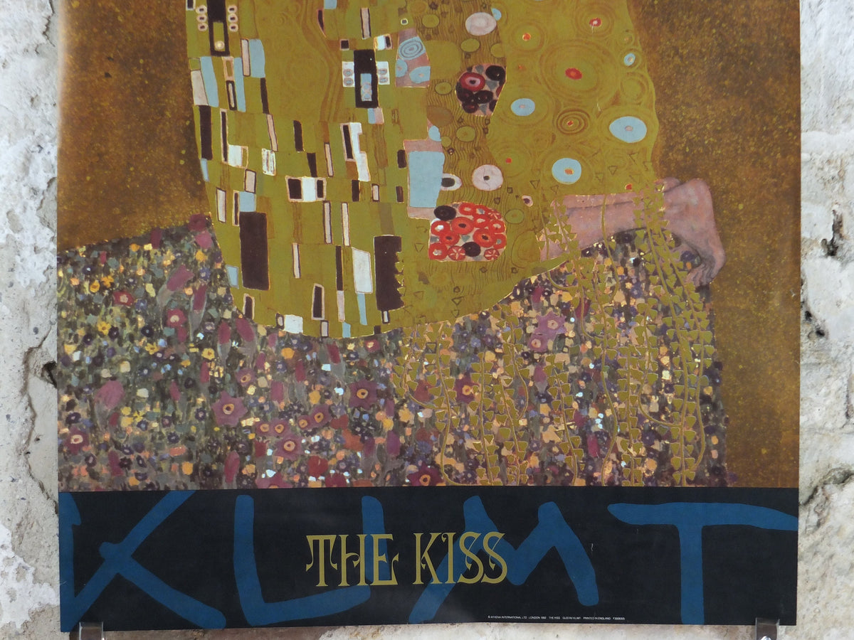1992 Gustav Klimt Poster, The Kiss, from Athena International, Art Nouveau Symbolism Vienna Secession gallery exhibition, wall art decor
