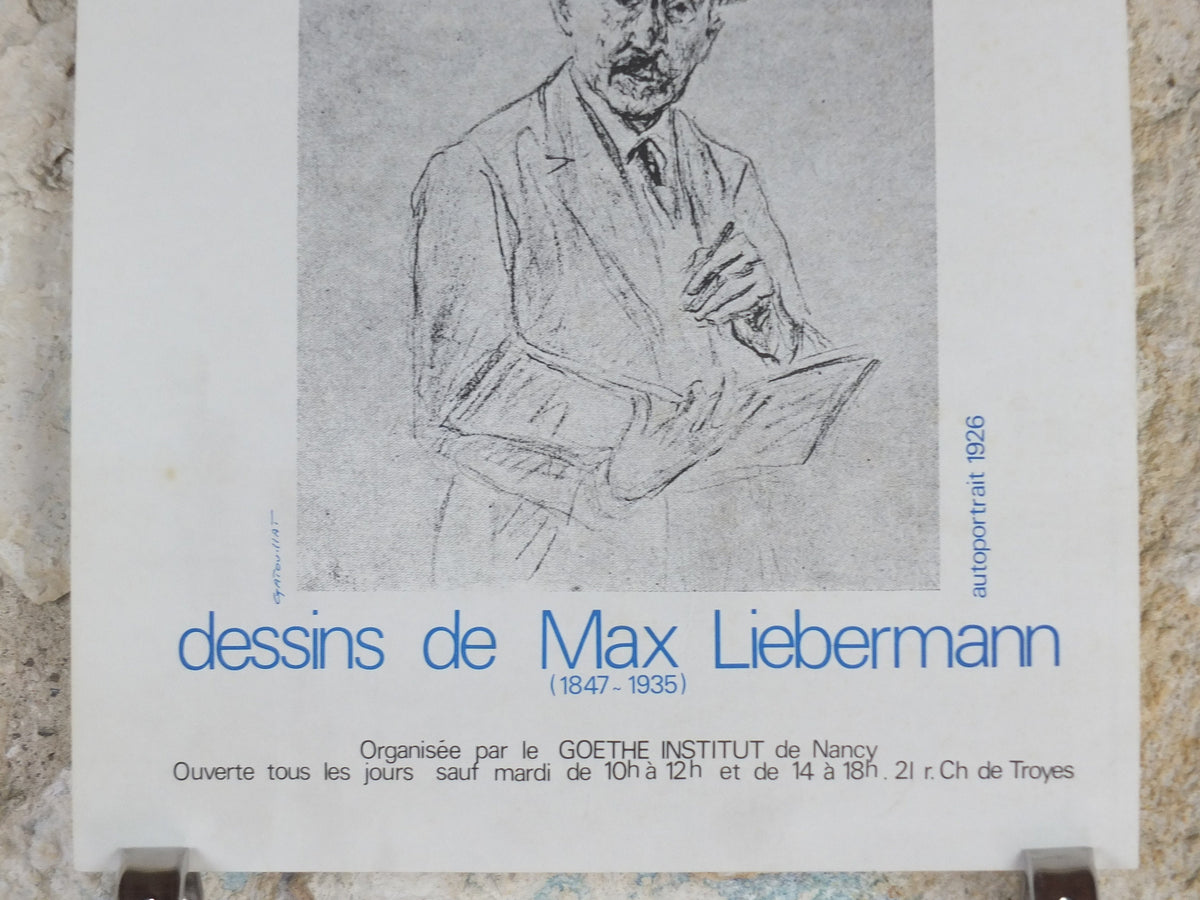 1976 Max Liebermann Poster, Self Portrait 1926, Berlin Secession expressionist, artist gallery exhibition, wall art decor