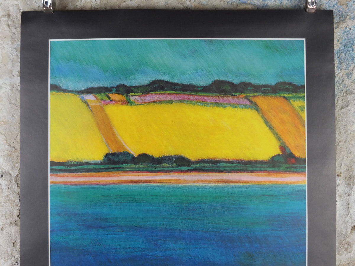 1977 DSB Danske Statsbaner Poster, by Buster Bruun, Danish State Railways, colourful landscape, Scandanavian design, wall art decor