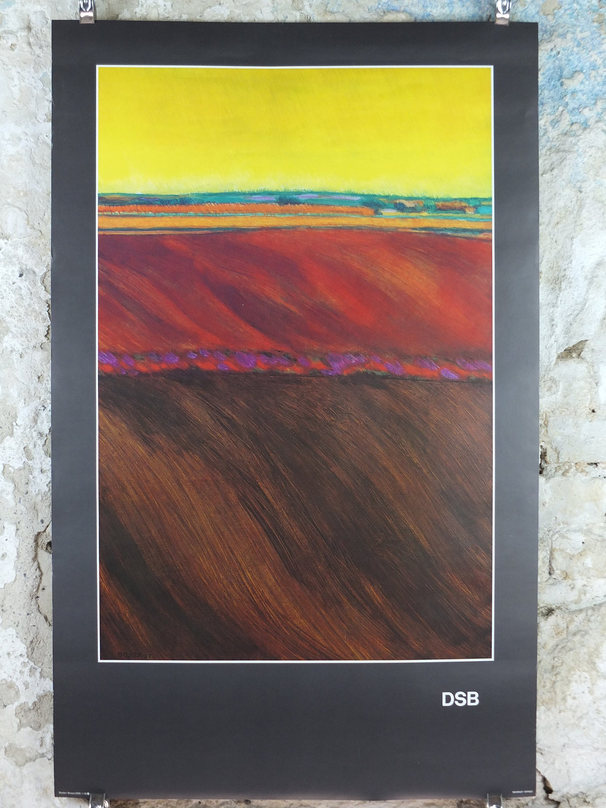 1977 DSB Danske Statsbaner Poster, by Buster Bruun, Danish State Railways, colourful landscape, Scandanavian design, wall art decor