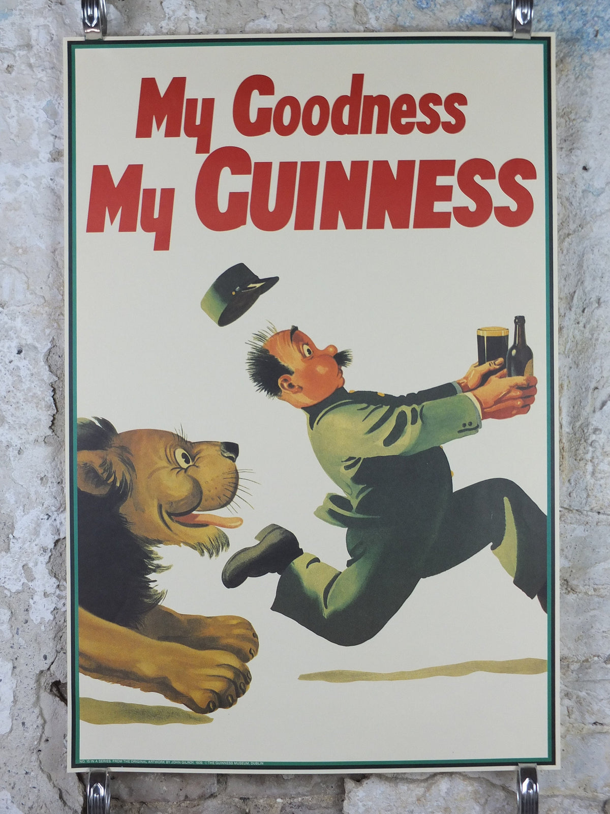 Vintage Guinness Poster, My Goodness My Guinness, from Guinness Museum, 1939 Advertising campaign Wall art by Gilroy retro 1990s