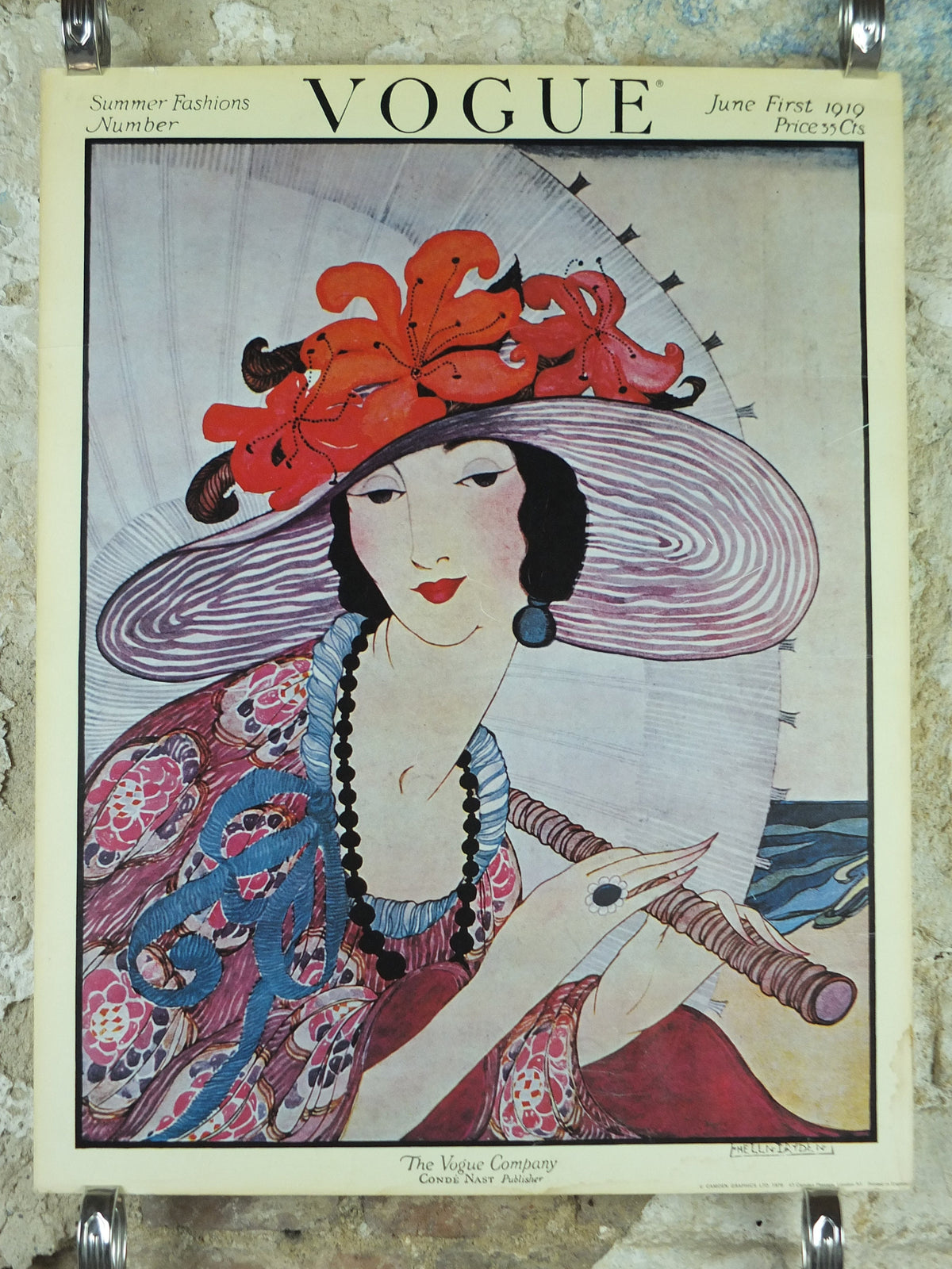 1976 Vogue Magazine Poster, Conde nast from original 1919 cover, by Helen Dryden, art deco nouveau, fashion Advertising, wall art decor