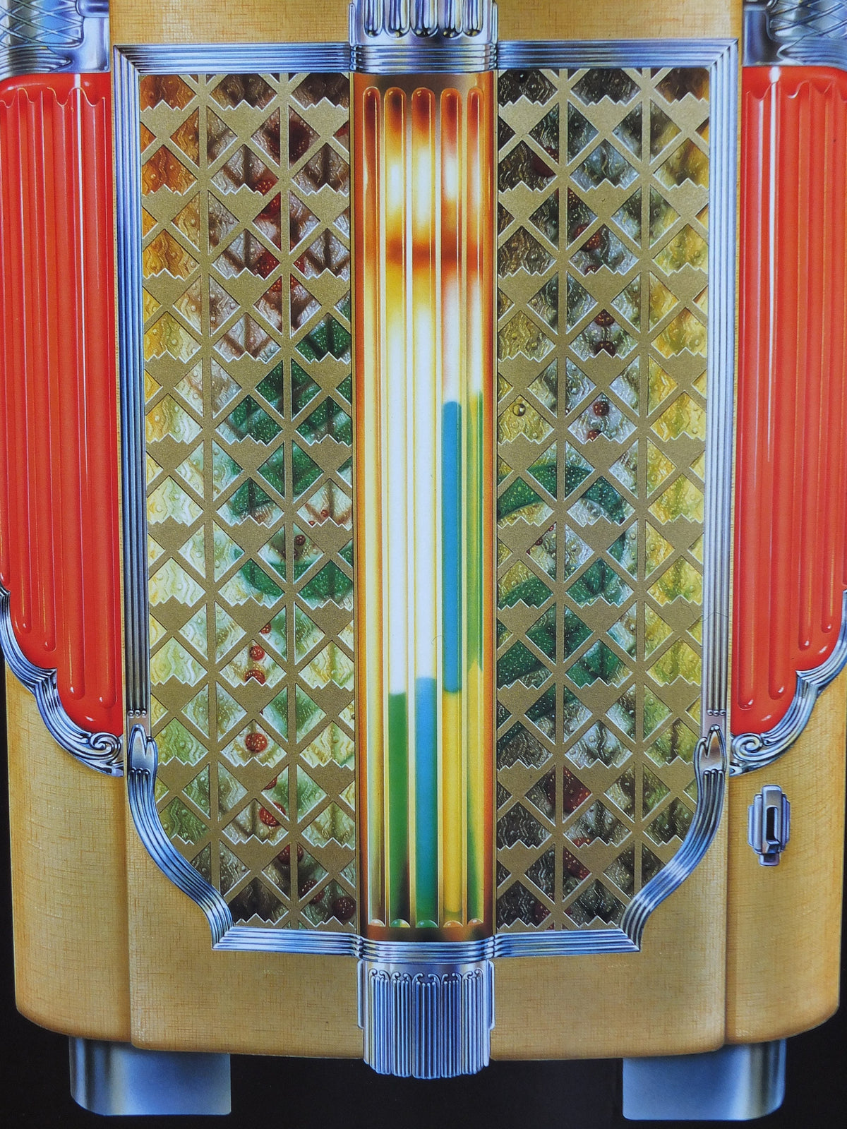 1980s Wurlizter Rocola 1428 Jukebox Poster, colourful retro advertising for grandest music player, gifts for music lovers, wall art decor
