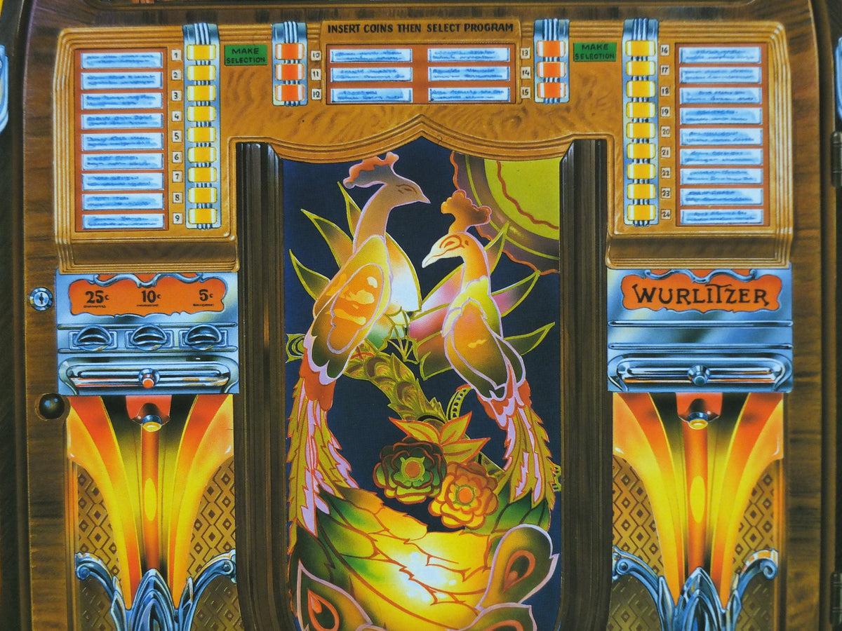 1980s Wurlizter 850 Jukebox Poster, colourful retro advertising for the grandest music players ever, gifts for music lovers, wall art decor
