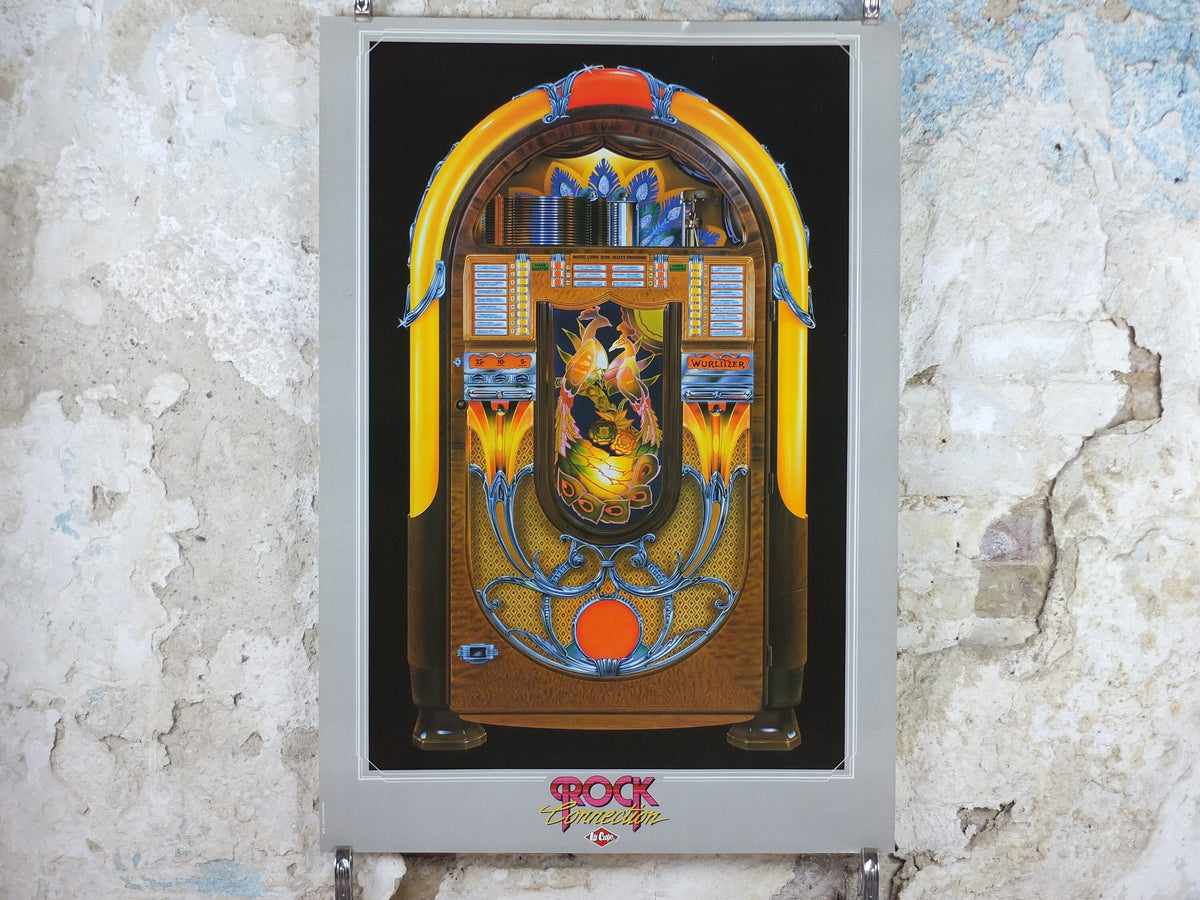 1980s Wurlizter 850 Jukebox Poster, colourful retro advertising for the grandest music players ever, gifts for music lovers, wall art decor
