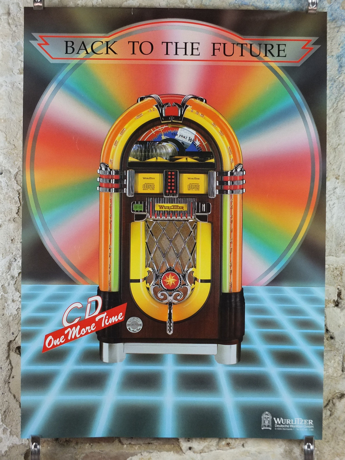 1980s Wurlizter Jukebox Poster, colourful retro advertising for the grandest music players ever, gifts for music lovers, wall art decor