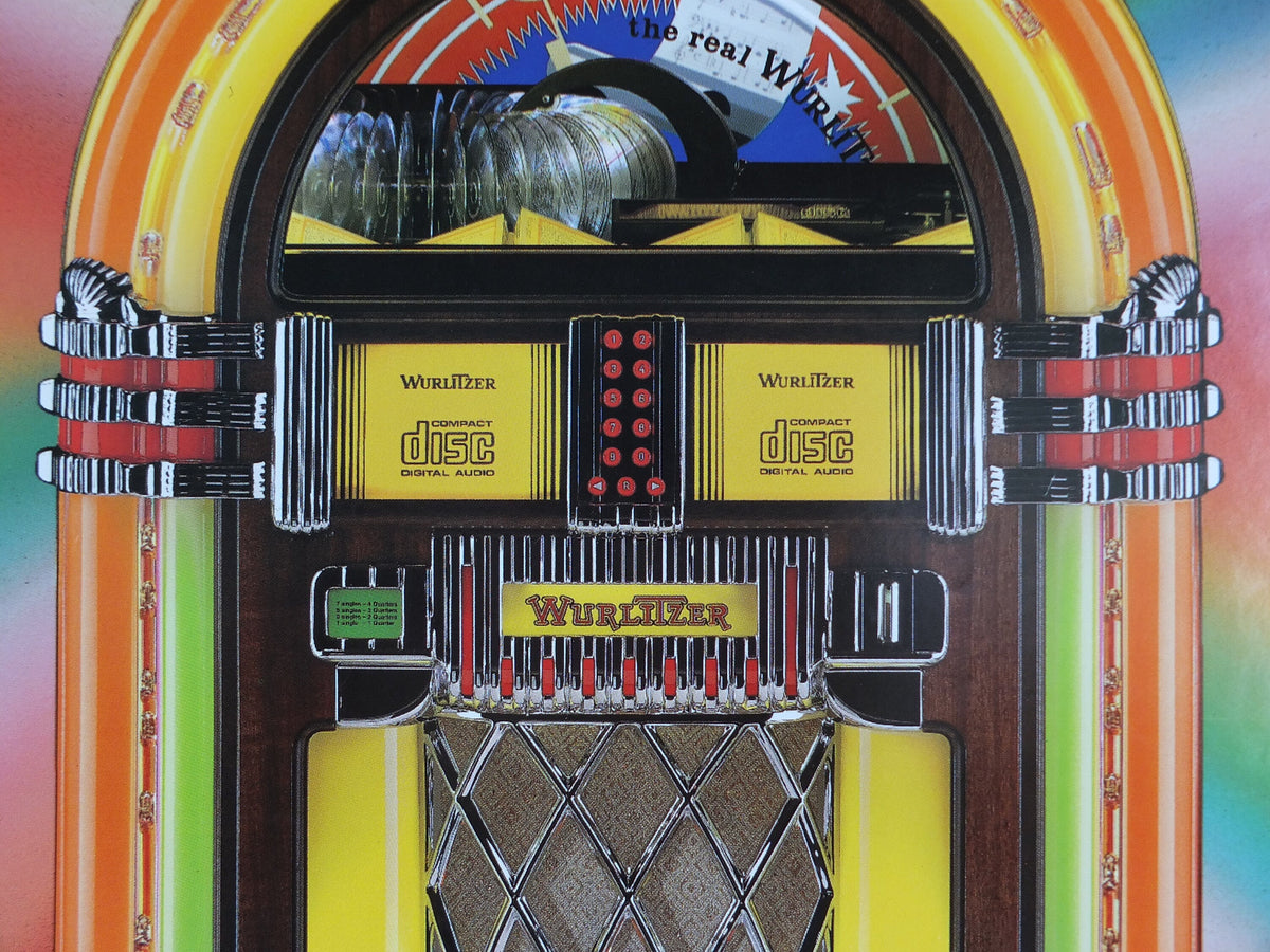 1980s Wurlizter Jukebox Poster, colourful retro advertising for the grandest music players ever, gifts for music lovers, wall art decor