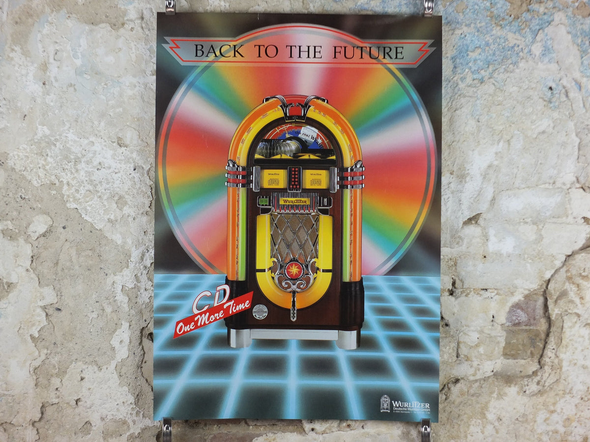 1980s Wurlizter Jukebox Poster, colourful retro advertising for the grandest music players ever, gifts for music lovers, wall art decor