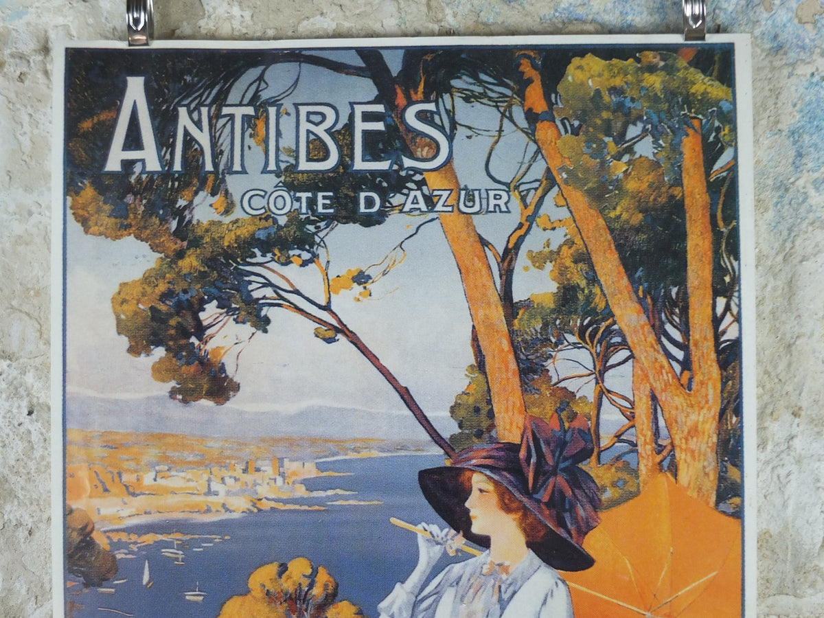 Antibes Cote d'Azure Poster, SNCF French Riviera, reproduction from the 1980s, wall art decor