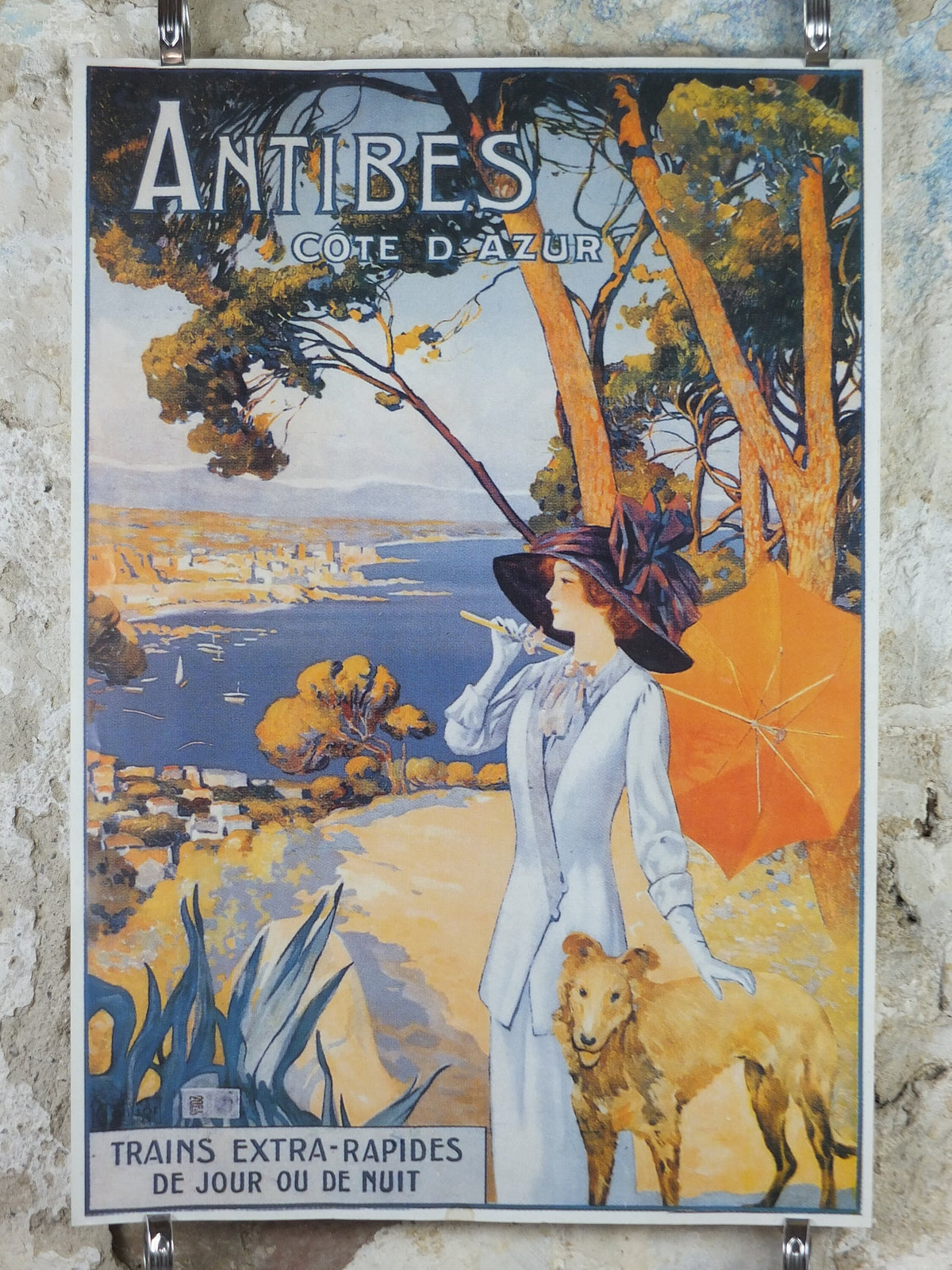 Antibes Cote d'Azure Poster, SNCF French Riviera, reproduction from the 1980s, wall art decor