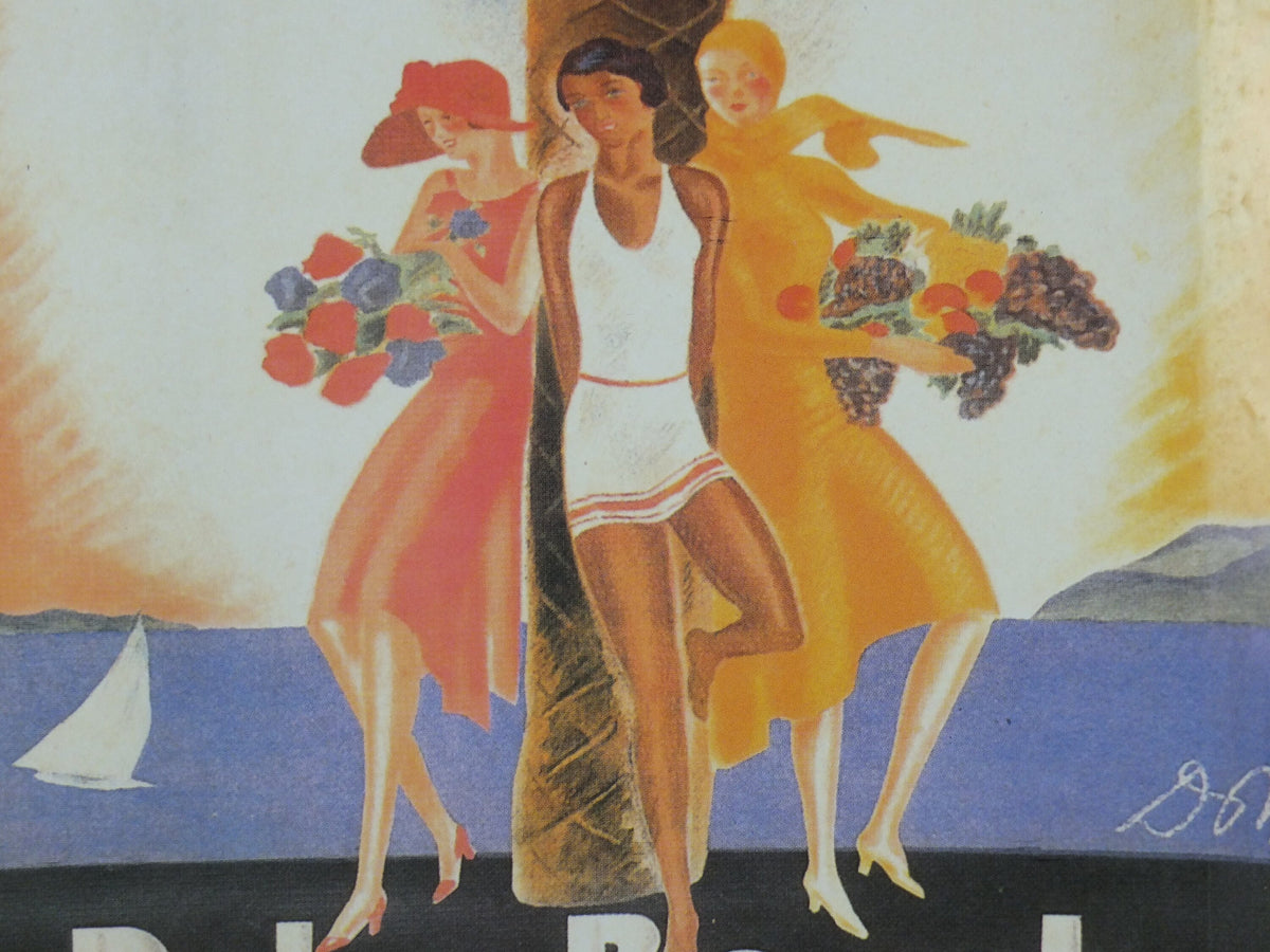 Cannes Cote d'Azure Poster, Palm Beach Casino on the French Riviera, reproduction from the 1980s, wall art decor