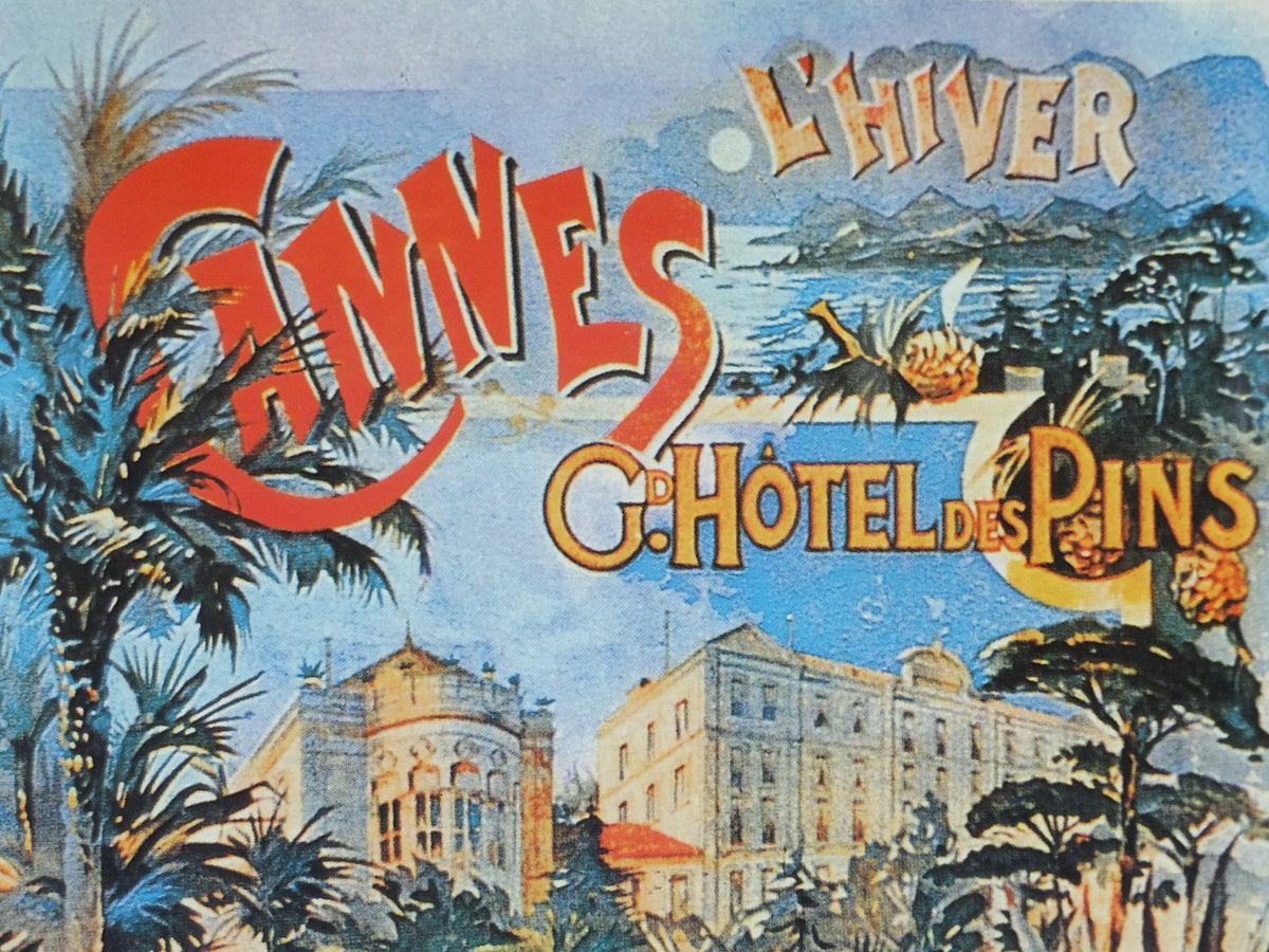 L'Hiver Cannes Cote d'Azure Poster, Hotel des Pins on the French Riviera, reproduction from the 1980s, wall art decor