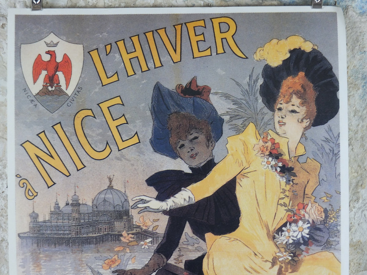 L'Hiver Nice Cote d'Azure Poster, Pier Pavillion on the French Riviera, reproduction from the 1980s, wall art decor