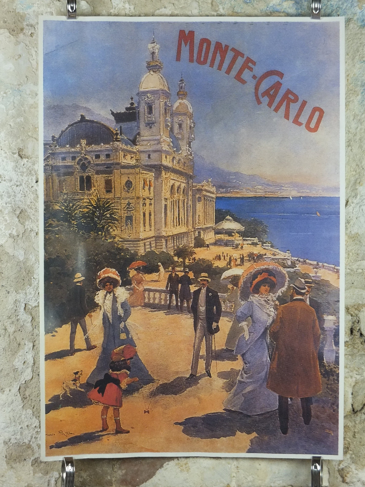 Monte Carlo Cote d'Azure Poster, Casino de Monte-Carlo, Monaco on the French Riviera, reproduction from the 1980s, wall art decor