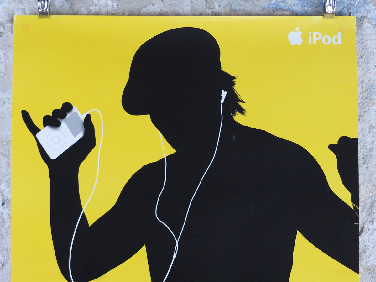 2003 Apple iPod Poster, original Dancing man in hat by Susan Alinsangan and Casey Leveque, music computer technology, retro wall art decor
