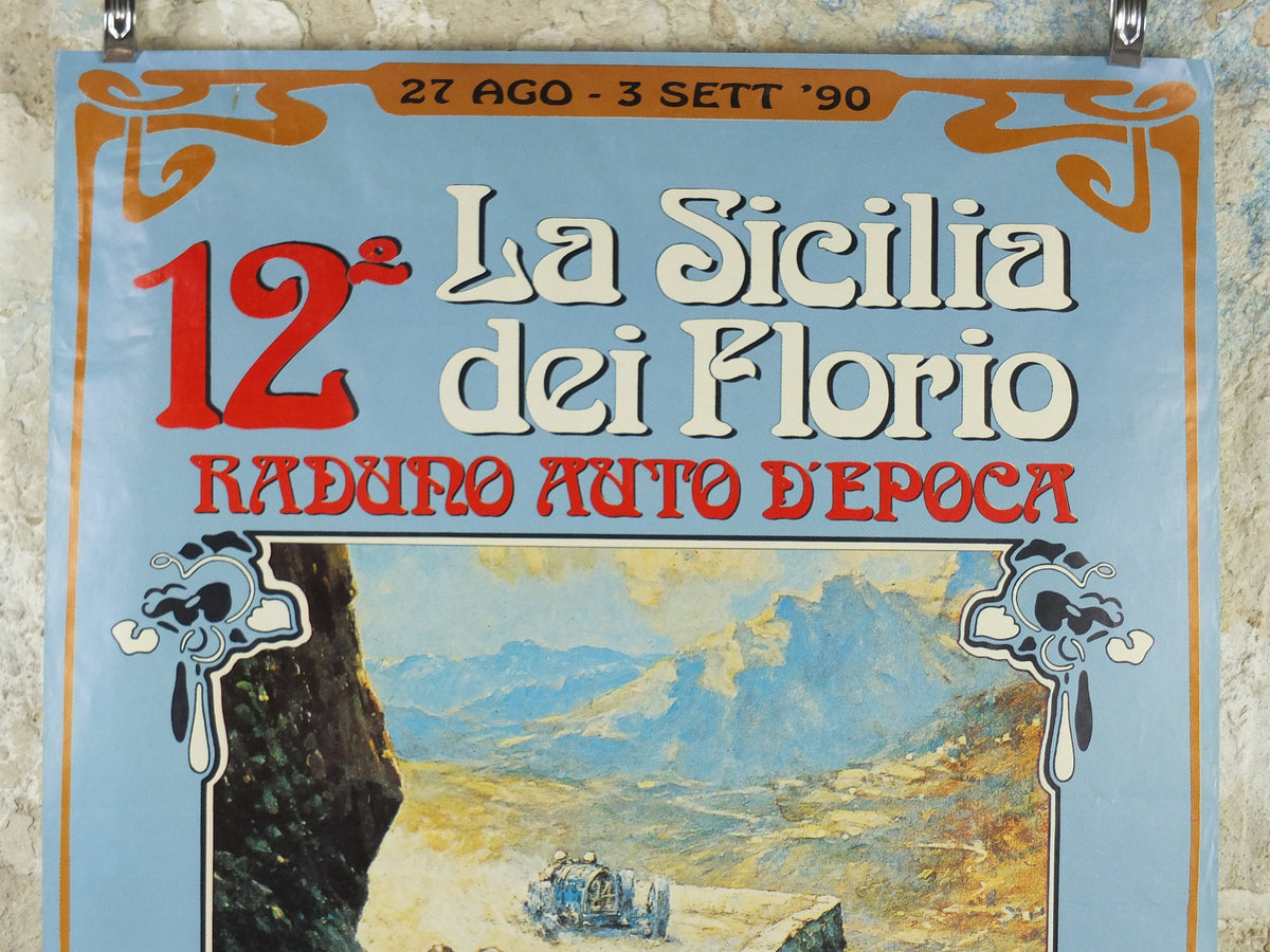1990 La Sicilia dei Florio Poster, Panormus Vintage Car Rally enthusiasts, Sicily, Italy, motor sport motorsport, wall art decor